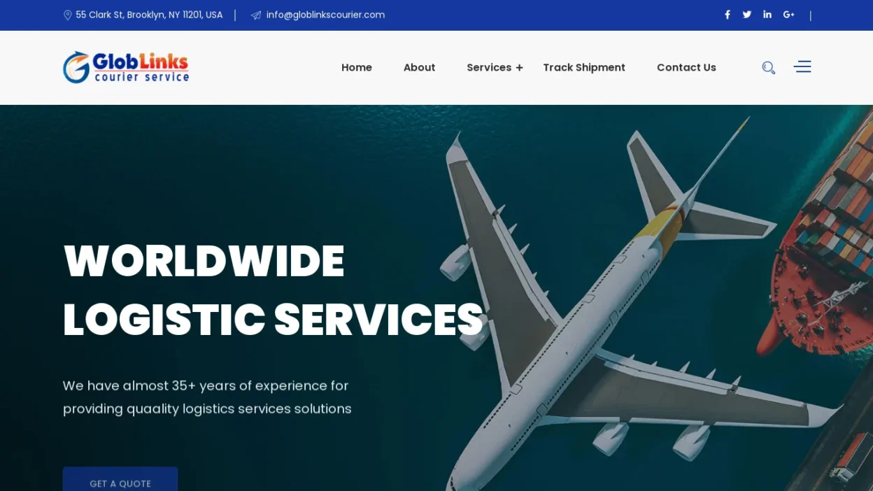 A screenshot of Globlinkscourier.com