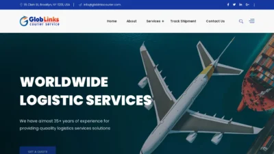A screenshot of Globlinkscourier.com