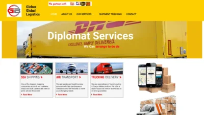 A screenshot of Globusgloballogistic.com