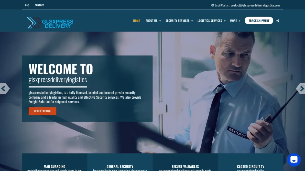 A screenshot of Glsxpressdeliverylogistics.com