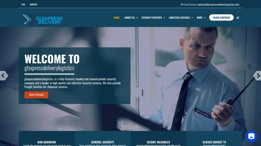 A screenshot of Glsxpressdeliverylogistics.com