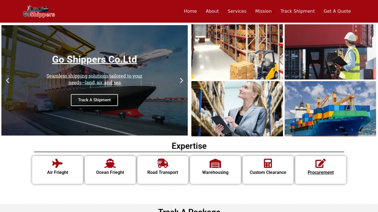 A screenshot of Goshipperscoltd.com