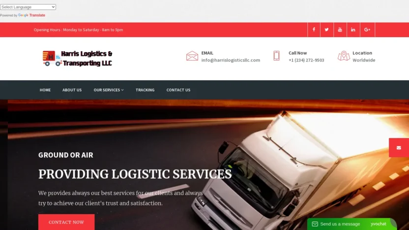 A screenshot of Harrislogisticsllc.com