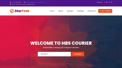 A screenshot of Hbscourierlogistics.com