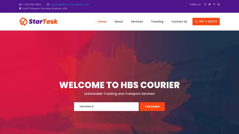 A screenshot of Hbscourierlogistics.com