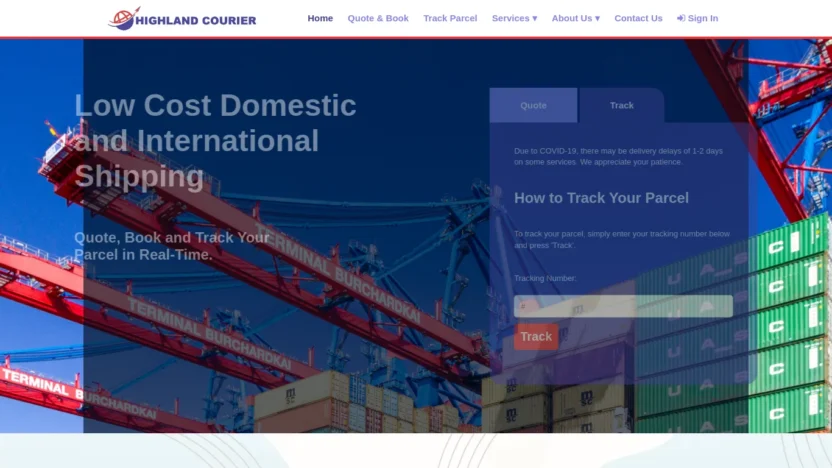 A screenshot of Highlandcourier.com