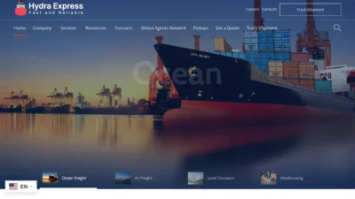 A screenshot of Hydraexpressdelivery.com