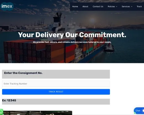 Screenshot of Scam Courier Imexcourierlogistics.com