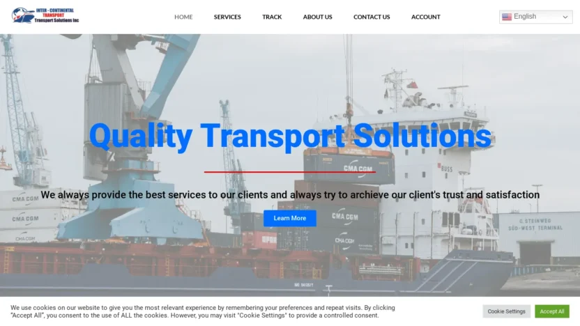 A screenshot of Intercontinental-transport.com