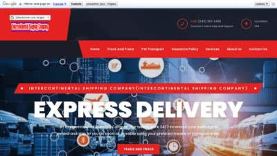 A screenshot of Intercontinentalshippingcompany.com