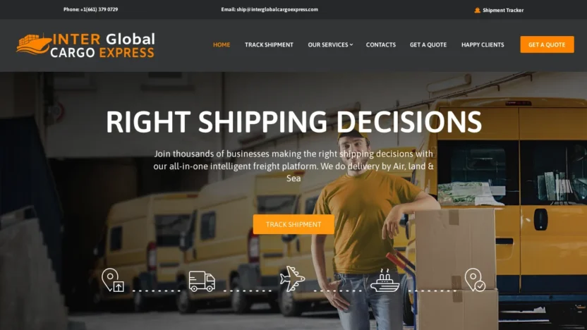 A screenshot of Interglobalcargoexpress.com