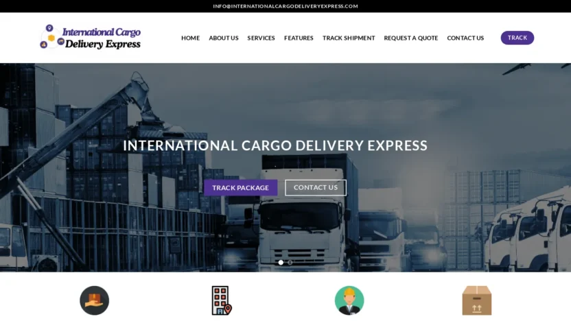 A screenshot of Internationalcargodeliveryexpress.com