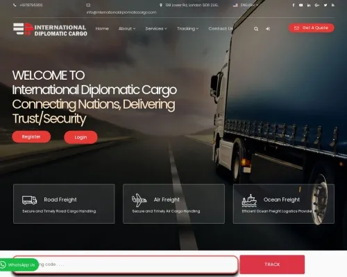 Screenshot of Scam Courier Internationaldiplomaticcargo.com