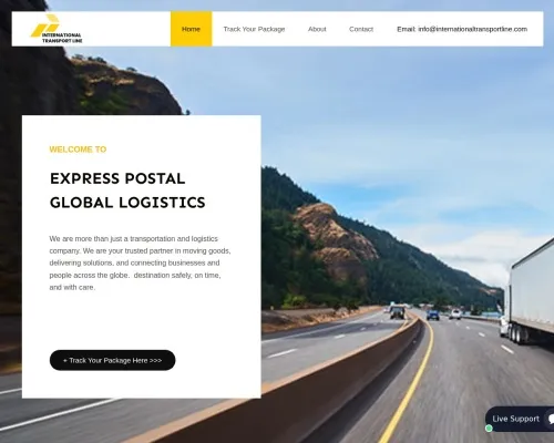 Screenshot of Scam Courier Internationaltransportline.com