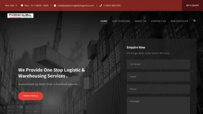 A screenshot of Jetphoenixgloballogistics.com