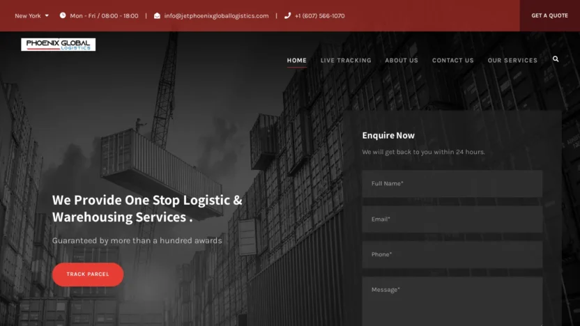 A screenshot of Jetphoenixgloballogistics.com