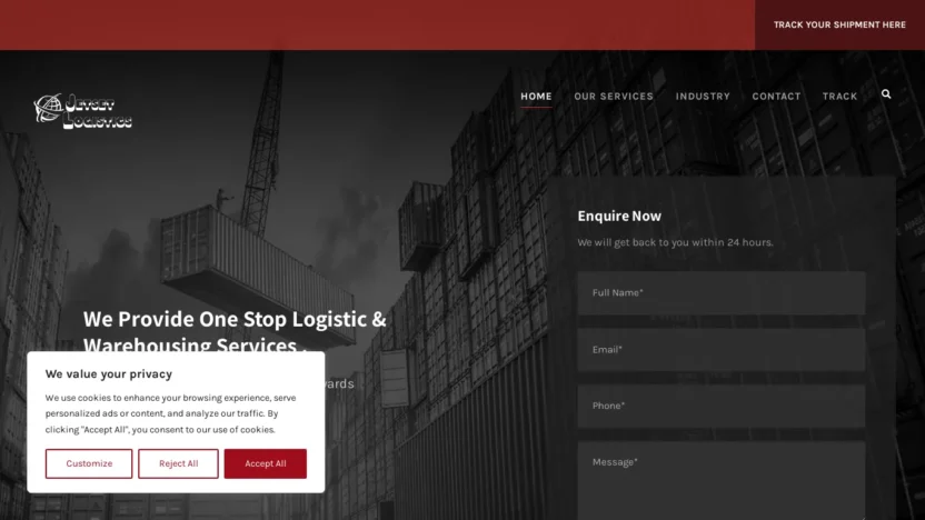 A screenshot of Jetsetlogistic.com