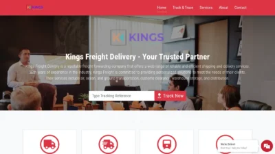 A screenshot of Kingsfreightdelivery.com