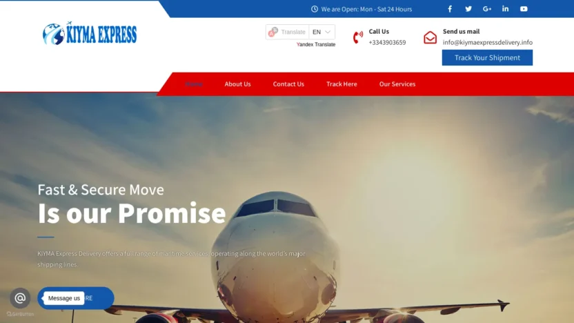 A screenshot of Kiymaexpressdelivery.info