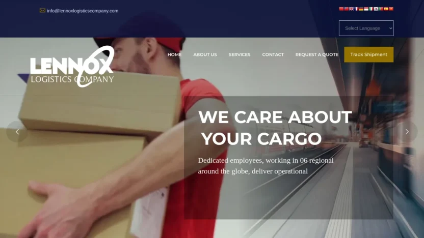 A screenshot of Lennoxlogisticscompany.com
