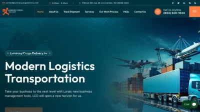 A screenshot of Luminarycargodelivery.com