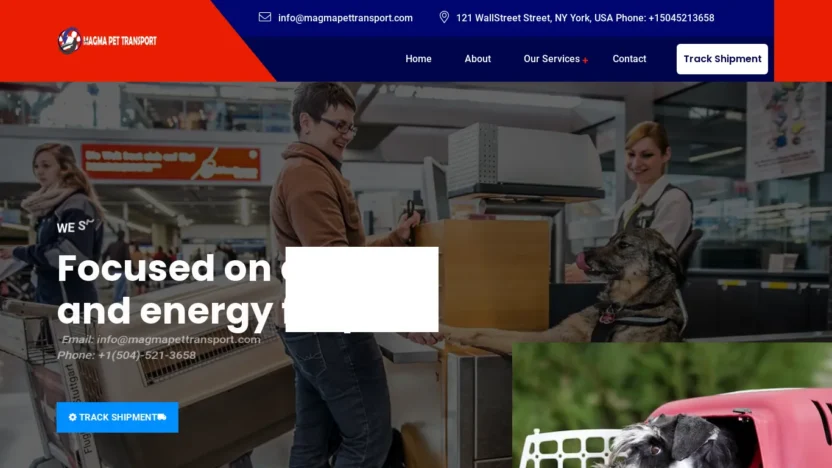 A screenshot of Magmapettransport.com