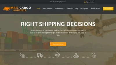 A screenshot of Mailcargologistics.com
