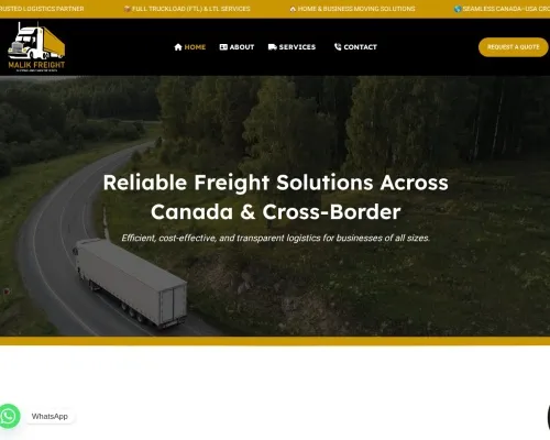 Screenshot of Scam Courier Malikfreight.com