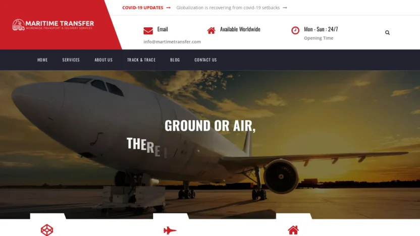A screenshot of Maritimetransfer.com