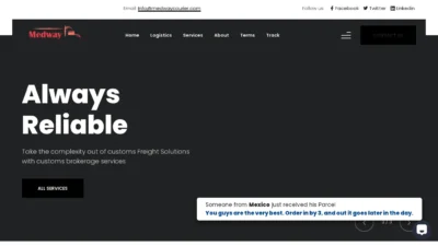 A screenshot of Medwaycourier.com