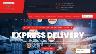 A screenshot of Nasadeliverylines.com