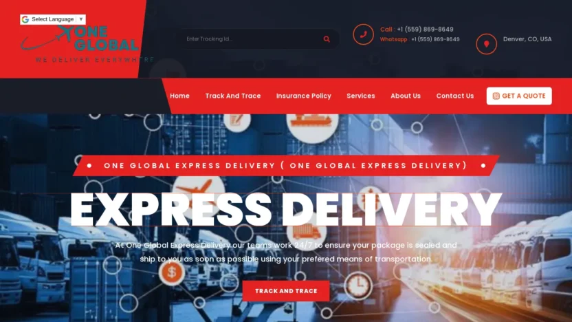 A screenshot of Oneglobalexpressdelivery.com
