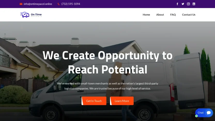 A screenshot of Ontimepacels.online