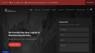 A screenshot of Optimumparceldeliveryservice.com