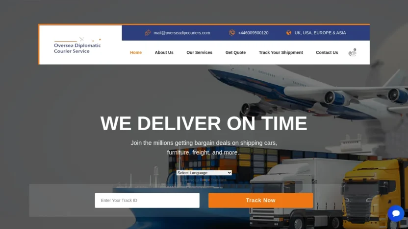 A screenshot of Overseadipcouriers.com