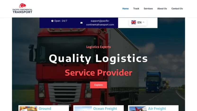 A screenshot of Pacific-continentaltransport.com