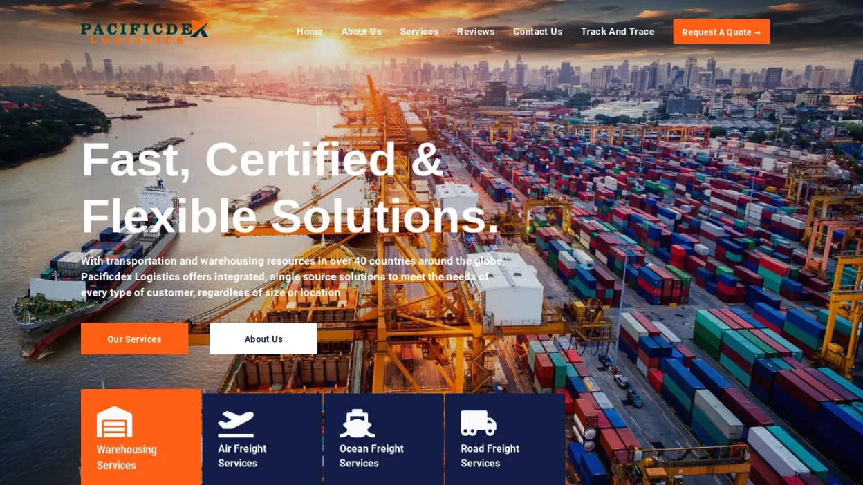 A screenshot of Pacificdexlogistics.com