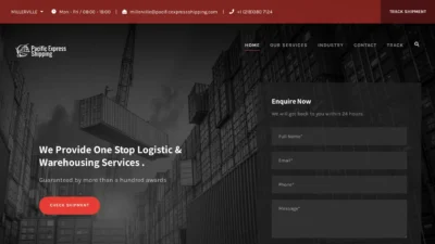 A screenshot of Pacificexpressshipping.com