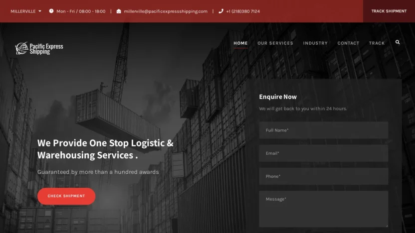 A screenshot of Pacificexpressshipping.com