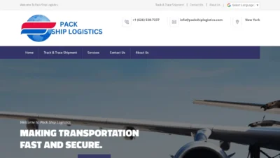 A screenshot of Packshiplogistics.com