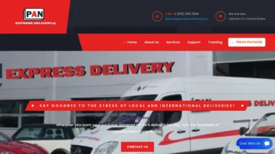 A screenshot of Panexdeliveryservices.com