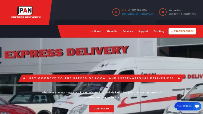 A screenshot of Panexdeliveryservices.com