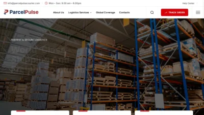 A screenshot of Parcelpulsecourier.com