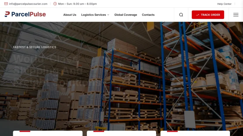 A screenshot of Parcelpulsecourier.com