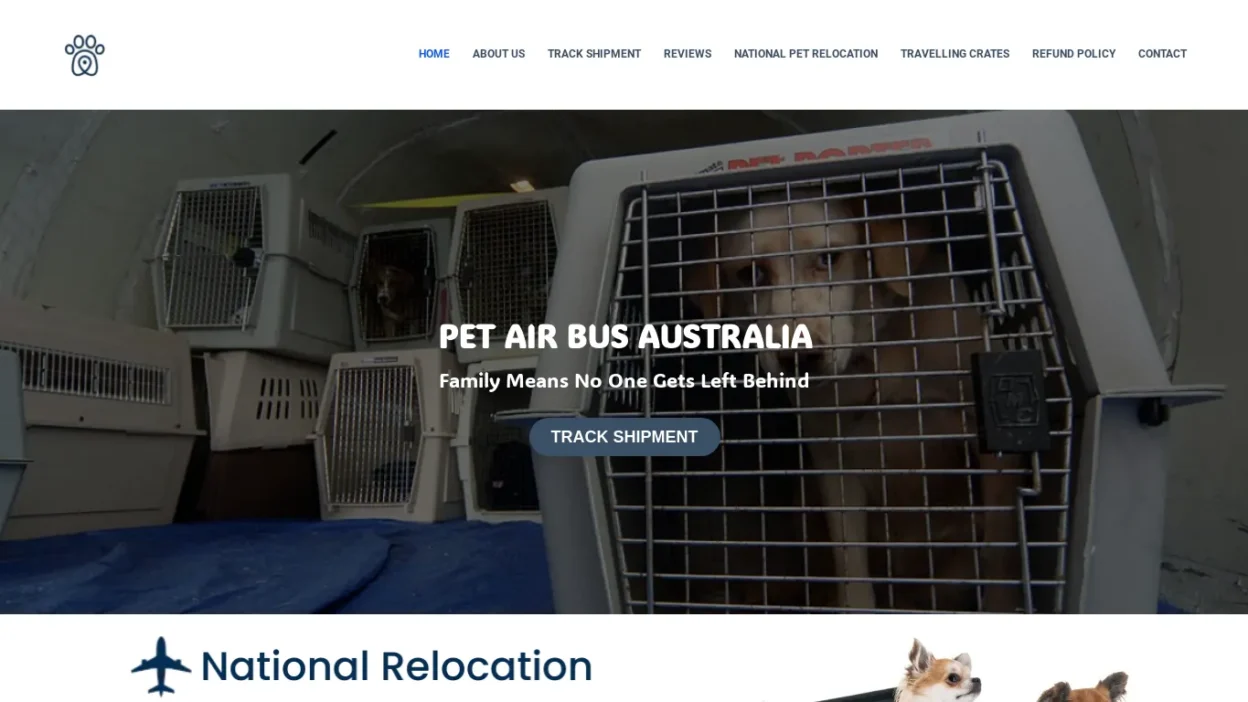 A screenshot of Petairbusaustralia.com