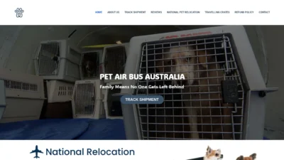 A screenshot of Petairbusaustralia.com