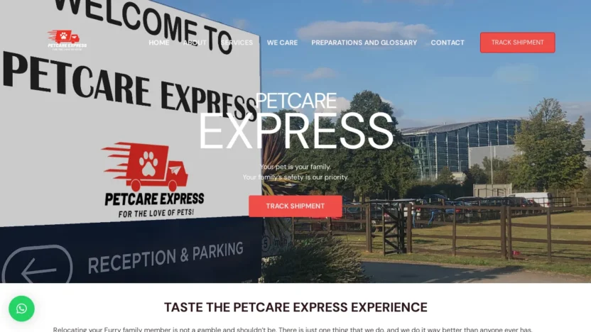 A screenshot of Petcarexpress.us