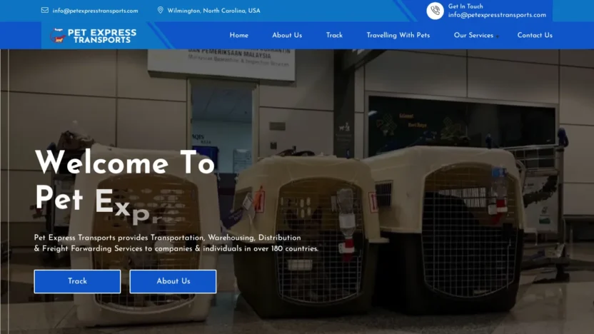A screenshot of Petexpresstransports.com
