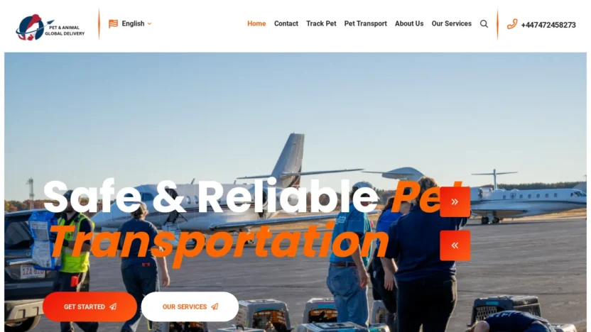 A screenshot of Petglobaldelivery.com