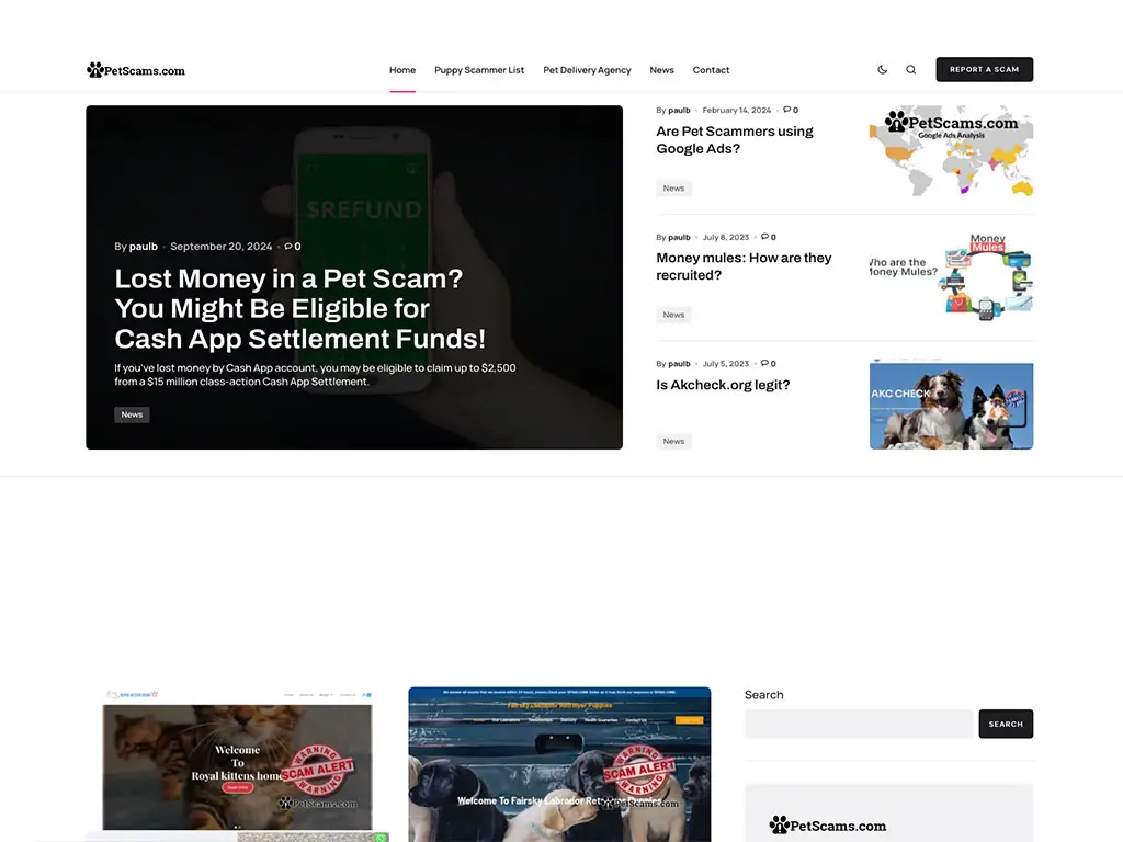 The puppy scammer list screenshot